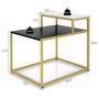 2-Tier Side Table with Metal Frame and Marble Finish Tabletop for Living Room - Image 4
