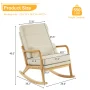 Ktaxon Mid Century Rocking Nursery Chair Solid Wood Frame Accent Chair, Line fabric Upholstered Glider Rocker Modern Padded Armchair with Lumbar Pillow Beige - Image 3