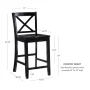 Linon Torino 24" Cross-Back Indoor Wood Counter Stool, Black - Image 2