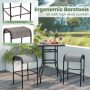 Set of 2/4 Patio Metal Bar Stools with Curved Fabric Seat - Image 4
