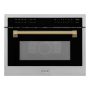 ZLINE - Autograph 24 in. 1.6 cu ft. Built-in Convection Microwave Oven and Polished Gold Helix Handle - Stainless Steel - Image 1