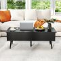47 Inch Lift Top Coffee Table with 2 Hidden Compartments - Black - Image 5