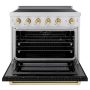ZLINE - 36 in. Wide 5 Elements Autograph 5.2 cu. ft. Paramount Freestanding Induction Range with Gold Accents with Black Door - Matte Black - Image 2