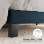 Amolife Full Bed Frame, Platform Bed Frame with Fabric Upholstered Headboard, Navy Blue - Image 5