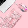 Mechanical Gaming Keyboard and Mouse Combo, Retro Typewriter-Style Wired Computer Keyboard Mouse Combo, 104 Keys White Backlight Compact PC Gaming Keyboard, Great Gift for Girls/Women (Pink) - Image 3