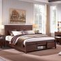 T4TREAM Farmhouse King Size Platform Bed Frame with Headboard and 3 Barn Door Storage Cabinets, No Box Spring Needed, Mattress Not Included,Black - Image 6