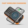 49800mAh Solar Power Bank Portable Solar Charger Built in 3 Cables and 5W Wireless Charger Power Bank,Built-in Super Bright Flashlight,Battery Pack Suitable for Outdoor Camping Hiking(Orange) - Image 5