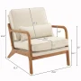UBesGoo Modern Arm Chair Linen Fabric Upholstered Comfy Reading Accent Chair with Solid Wood Frame Beige - Image 2