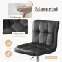 JHK PU Leather Bar Stools Set of 2, Black Upholstered Counter Height Bar Stools, SGS Certified Gas Gylinder Comfortbale Backrest - Image 4