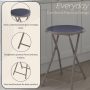 Backless 18 in. Counter Bar Stool with Vinyl Padded Seat for Kitchen or Rec Room, Portable Indoor Folding Chair, Gray - Image 4