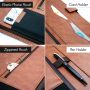 STYLIO Zippered Brown Padfolio Portfolio Binder, Interview Resume Document Organizer. Binder Organizer for iPad/Tablet (up to 11"), Phone & Business Cards. Faux Leather Data Case with Letter Notepad - Image 6