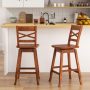 Swivel 24-Inch Counter Height Stool Set of 2 with Inclined Backrest - Image 2