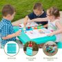 35.4 in. Aqua Blue Rectangle Steel and Resin Kids Picnic Table Seats 4 - Image 4