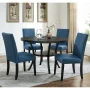 Roundhill Furniture Biony Blue Fabric Dining Chairs with Nailhead Trim, Set of 2 - Image 2