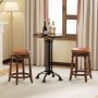 24/29 Inch Swivel Bar Stool Set of 2 with Upholstered Seat and Rubber Wood Frame - Image 2