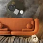 Bodur Japandi Style Luxury Modern Orange Boucle Fabric Curvy Arm Couch - Image 5