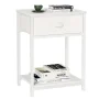 Furologee Nightstand with Storage Shelf & Fabric Drawer, 2 Tiers End Table, Sturdy Bedside Table for Bedroom, Living Room, White - Image 1