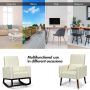 Beige 2-in-1 Fabric Upholstered Rocking Chair with Waist Pillow - Image 3