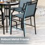 Blue Outdoor Counter Stools Set of 2 Heavy-Duty Barstools with Footrest and Armrests - Image 6