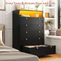 EnHomee Black 5-Drawer Dresser with LED Light, 31.7"L x 15.9"W x 48.6"H Modern Storage Furniture - Image 4