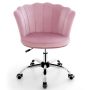 Adjustable Vanity Velvet Chair with Seashell Back and Wheels - Image 3