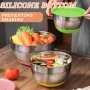 Mixing Bowls with Airtight Lids, AOKIWO 32Pcs Stainless Steel Nesting Non-Slip Bottoms Mixing Serving Bowls Set wtih 3 Grater & Tools Gadgets, 7/4/2.5/2/1.5/1QT Metal Salad Bowls for Serving Preppi - Image 4