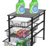 Simple Houseware 3-Tier Stackable Sliding Basket Storage Organizer Drawer for Bathroom and Kitchen, Black - Image 3