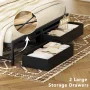 GUNAITO Full Bed Frame with Storage Headboard Platform Bed Frame with 2 Drawers Metal Bed with Charging Station, Dark Brown - Image 5