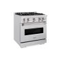 ZLINE - 30 in. Wide 4 Burner 4.2 cu. ft.  Classic Dual Fuel Freestanding Satin Steel Stainless Range with Convection Oven - Stainless Steel - Image 2