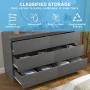 Resenkos Modern Mid Century 6 Drawer Wide Dressers Chests for Bedroom, Chest of Drawer Organizer Grey - Image 2