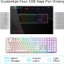 RK ROYAL KLUDGE RK918 Wired Mechanical Keyboard, RGB Backlit Gaming Keyboard with Large LED Sorrounding Side Lamp, Full Size 108 Keys Mechanical 100% Anti-Ghosting Computer Keyboard, Blue Switch White - Image 6
