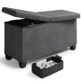 Storagebud Ottoman Storage Bench, Linen 30" Storage Ottoman Bench, Gray - Image 1