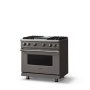 Viking - 36 in. Wide Pro 5 Series 5.1 Cu. Ft. Freestanding Sealed 4 Burner LP Gas Convection Range/Griddlewith Brushed Brass - Damascus Gray - Image 2
