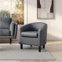Renwick Faux Leather Barrel Accent Chair for Livingroom, Gray - Image 2