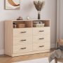 Winkalon 6 Drawers Dresser,Modern Storage Tower Dressers and Chests 2 Open Cubby,Large Organizer for Bedroom,Light Oak - Image 3