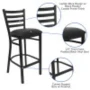 Flash Furniture Hercules Series Modern Armless Ladder Back Metal Restaurant Barstool, Black - Image 3