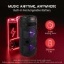 Pyle Portable Bluetooth PA Speaker-240W Dual 6.5" Rechargeable Indoor/Outdoor BT Karaoke Audio System-TWS, Party Lights, LED Display, FM/AUX/MP3/USB/SD, 6.5mm in, Carry Handle-Wireless Mic, Remote - Image 5