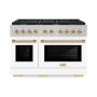 ZLINE - 48 in. Wide 8 Burner Autograph Paramount Dual Fuel Freestanding Range with White and Gold Accents - White - Image 1