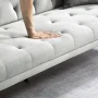 71 Inches Velvet Futon Sofa Bed with 2 Pillows,Modern Convertible Futon Couch with 3 Adjustable Backrest Angles and Gold Metal Feet,Suitable for Apartment,Living Room,Small Space,Gray - Image 4