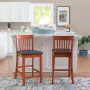 Jonas 24 in. Dark Cherry Mission High Back Wood Counter Stool with Faux Leather Seat - Image 2
