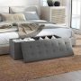 Costway 43” Folding Ottoman Bench with Storage Chest & Pocket End of Bed Bech End of Bed Bech with Divider Dark Gray - Image 2