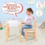 Costway Kids Drawing 2-Piece Activity Table and Chair Set, Natural/White - Image 5
