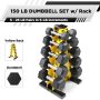 WF Athletic Supply 5-25Lb Rubber Coated Hex Dumbbell Set with A Frame Storage Rack Non-Slip Hex Shape for Muscle Toning, Strength Building & Weight Loss - Multiple Choices Available - Image 3