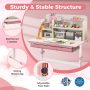 Height Adjustable Kids Study Desk with Tilt Desktop for 3-12 Years Old - Pink - Image 5