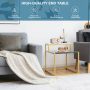 2-Tier Side Table with Metal Frame and Marble Finish Tabletop for Living Room - Image 6