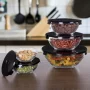 10-Piece Glass Bowl Set with Black Lids - Image 2