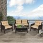 Costway Rattan Outdoor Sofa with Brown Cushions and Steel Frame - Image 4