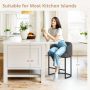 Crystal Charcoal Gray 26''Counter Height Linen Fabric Upholstered Bar Stool Kitchen Island Stool With Black Metal Frame - Image 6