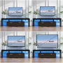 UHOMEPRO TV Stand for TV up to70'', High Gloss Entertainment Center with RGB LED Lights and Storage Shelves, Black Media Console for Living Room - Image 4