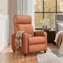 Alden Design Faux Leather Push Back Theater Recliner Chair with Footrest, Tan - Image 2